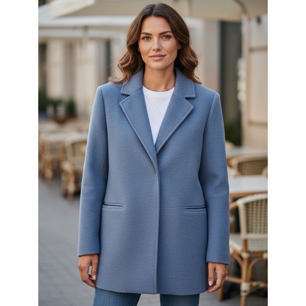 Soft Surroundings Women's XL Pea Coat Snap Blue Lavender EUC Jacket Coat